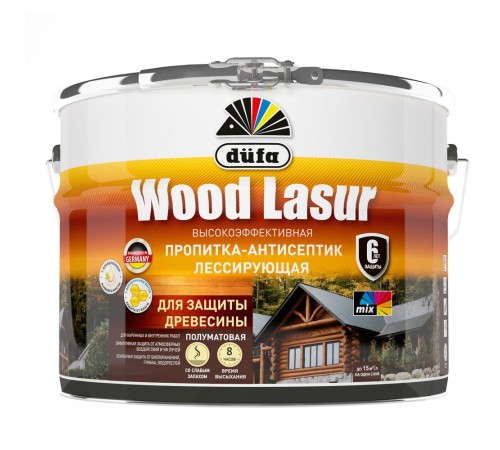 Пропитка лессирующая для защиты древесины Dufa Wood Lazur красное дерево 0,9 л