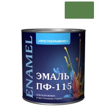 Эмаль ПФ-115 универсальная алкидная Простокрашено зеленая 1,9 кг.