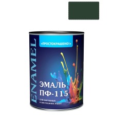 Эмаль ПФ-115 универсальная алкидная Простокрашено темно-зеленая 0,9 кг.