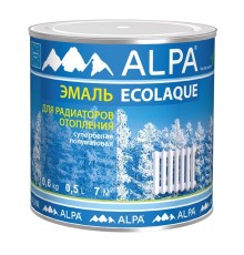 Эмаль для радиаторов Alpa Ecolaque полуматовая белая 0,5 л.