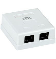 IEK ITK Настенная информационная розетка RJ45, кат.5E UTP 2 порта CS2-1C5EU-22