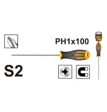 Отвертка крестовая PH1*100мм S2 INGCO INDUSTRIAL HS68PH1100