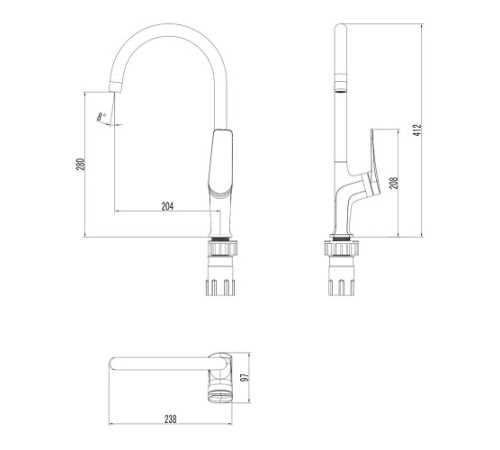 Смеситель для кухни Бронкс LM3705GM с высоким поворотным изливом графит с доставкой по России