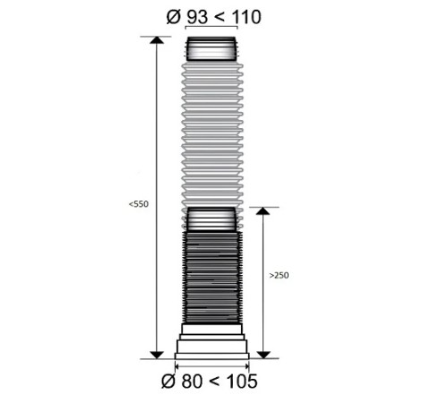 Труба для унитаза гофрированная L190-330мм d110мм (арт. 70984964)