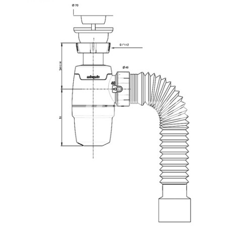 Сифон Wirquin Neo с выпуском 11/4, 40 мм гофротруба L800 мм 40*40/50 мм с доставкой по России