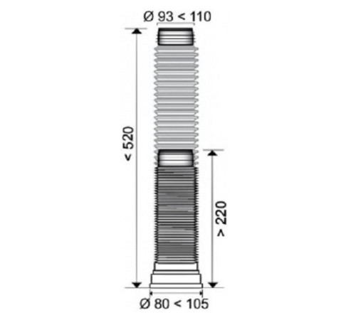 Гофрированная труба для унитаза L220-520 мм Ø110, VIRPLAST с доставкой по России