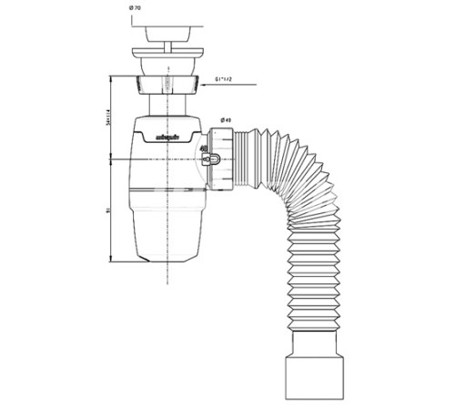 Сифон Wirquin Neo с выпуском 11/2 40 мм и гофротрубой L800 мм с доставкой по России