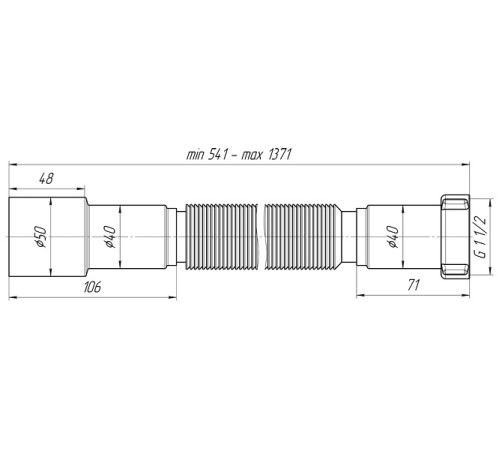 Гибкая труба 1 1/2*40/50 удлинённая (К116)