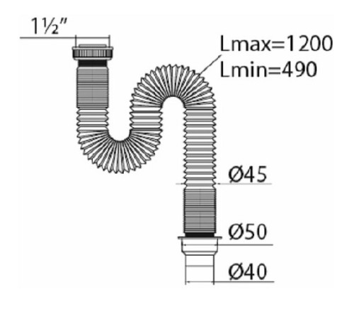 Элитная гибкая труба L1200мм 1 1/2 Ø50/40 VIRPLAST с доставкой по России