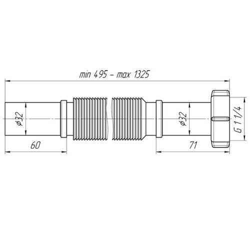 Гибкая труба 1 1/4*32 удлинённая (К213) *