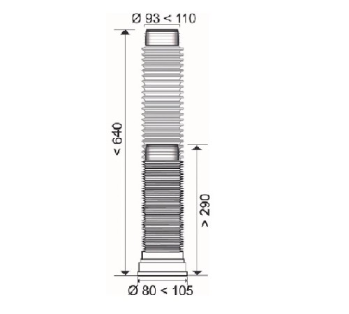 Труба для унитаза гофрированная армированная L290-640мм d110мм (арт 70984965)