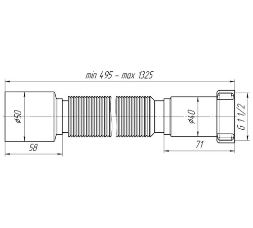 Гибкая труба 1 1/2*50 удлинённая (К115)