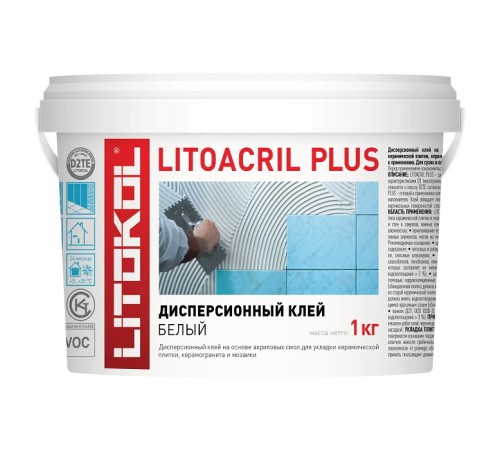 Литокол Плиточный LITOACRIL PLUS 1 кг: Ведро с акриловым клеем для плитки с доставкой по России