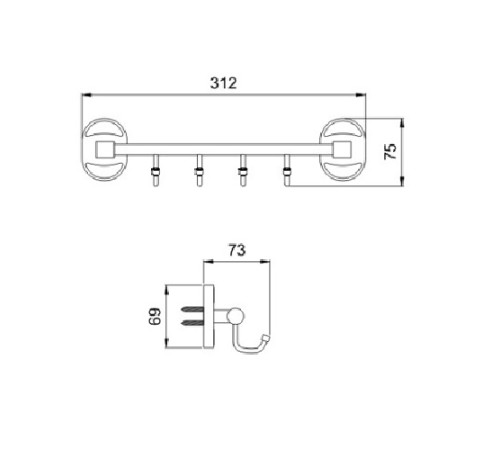 Держатель полотенец 4 кр. POTATO P2916-4