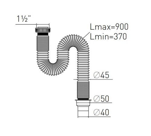 Элитная гибкая труба L900мм 1 1/2 Ø50/40 VIRPLAST с доставкой по России