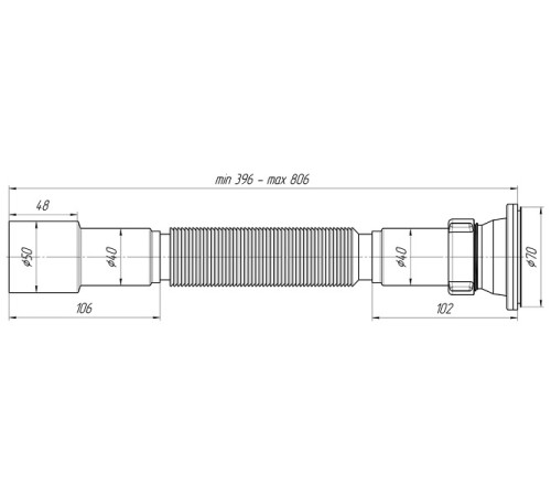 Сифон гофрированный 1 1/2*40-50 (G106)