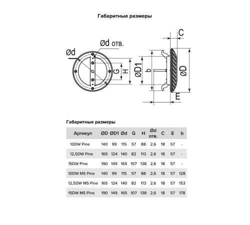 Анемостат DW металлический фланец D125 D165 сосна ERA с доставкой по России